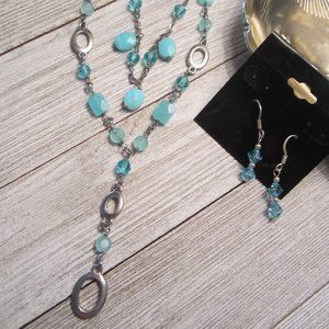 NEW/COOKIE LEE-Turquoise Necklace and Earring Set
